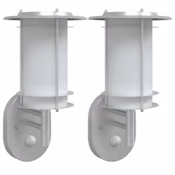 vidaXL Outdoor Wall Lights with Sensors Wall Lamp 2 pcs Black Stainless Steel - silver, 2 pcs/with sensor
