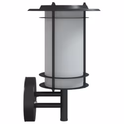vidaXL Outdoor Wall Lights with Sensors Wall Lamp 2 pcs Black Stainless Steel - black, 2 pcs/ without sensor - Additional view 4