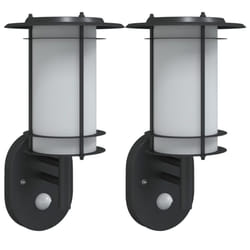 vidaXL Outdoor Wall Lights with Sensors Wall Lamp 2 pcs Black Stainless Steel - black, 2 pcs/with sensor