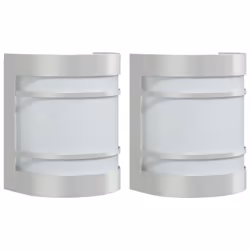 vidaXL Outdoor Wall Light Garden Patio Floodlight Wall Lamp Stainless Steel - silver, 2 pcs/ without sensor
