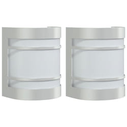 vidaXL Outdoor Wall Light Garden Patio Floodlight Wall Lamp Stainless Steel - silver, 2 pcs/ without sensor
