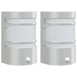 vidaXL Outdoor Wall Light Garden Patio Floodlight Wall Lamp Stainless Steel - silver, 2 pcs/ with sensor