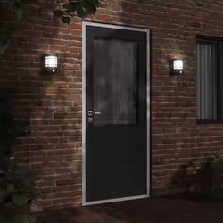 vidaXL Outdoor Wall Light Garden Patio Floodlight Wall Lamp Stainless Steel - black, 1 pcs/ with sensor