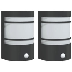 vidaXL Outdoor Wall Light Garden Patio Floodlight Wall Lamp Stainless Steel - black, 2 pcs/ with sensor