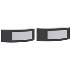 vidaXL Outdoor Wall Lights Wall Lantern Wall Lamp 2 pcs Silver Stainless Steel - black
