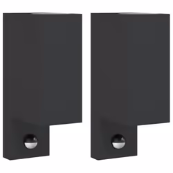 vidaXL Outdoor Wall Lights Wall Lamps Wall Lantern Black Die-cast Aluminium - with sensor, 2 pcs