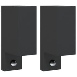 vidaXL Outdoor Wall Lights Wall Lamps Wall Lantern Black Die-cast Aluminium - with sensor, 2 pcs
