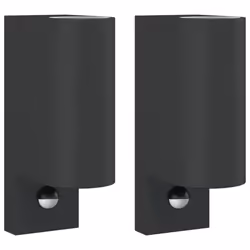 vidaXL Outdoor Wall Light Door Wall Lantern Wall Lamp Black Die-cast Aluminium - with sensor, 2 pcs