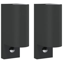vidaXL Outdoor Wall Light Door Wall Lantern Wall Lamp Black Die-cast Aluminium - with sensor, 2 pcs