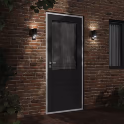 vidaXL Outdoor Wall Light Door Wall Lantern Wall Lamp Black Die-cast Aluminium - with sensor, 2 pcs