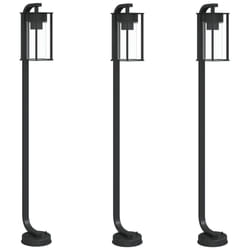 vidaXL Outdoor Floor Lamps Pathway Lights Garden Light Black Stainless Steel - 100 cm/ 3 pcs