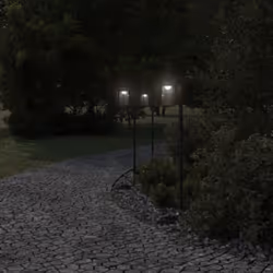 vidaXL Outdoor Floor Lamps Pathway Lights Garden Light Black Stainless Steel - 100 cm/ 3 pcs