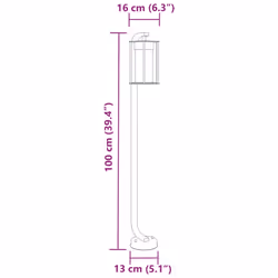 vidaXL Outdoor Floor Lamps Pathway Lights Garden Light Black Stainless Steel - 100 cm/ 3 pcs