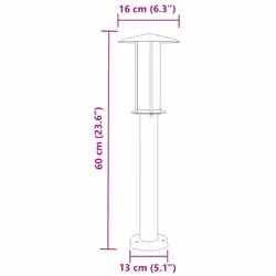 vidaXL Outdoor Floor Lamps Garden Standing Lamp 3pcs Black Stainless Steel - black, 60 cm/ 1 pcs