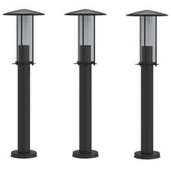 vidaXL Outdoor Floor Lamps Garden Standing Lamp 3pcs Black Stainless Steel - black, 60 cm/ 3 pcs
