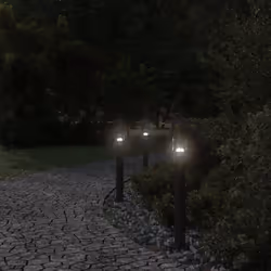 vidaXL Outdoor Floor Lamps Garden Standing Lamp 3pcs Black Stainless Steel - black, 60 cm/ 3 pcs