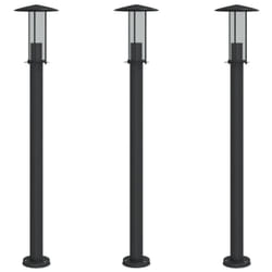 vidaXL Outdoor Floor Lamps Garden Standing Lamp 3pcs Black Stainless Steel - black, 100 cm/ 3 pcs