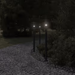 vidaXL Outdoor Floor Lamps Garden Standing Lamp 3pcs Black Stainless Steel - black, 100 cm/ 3 pcs