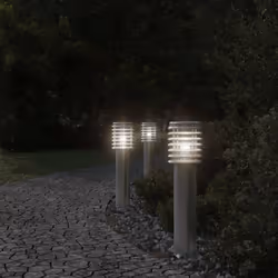 vidaXL Outdoor Floor Lamp Standing Lamp Floor Light Black Stainless Steel - silver, 1 pcs/ basic