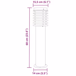 vidaXL Outdoor Floor Lamp Standing Lamp Floor Light Black Stainless Steel - silver, 1 pcs/ basic