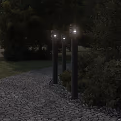 vidaXL Outdoor Floor Lamps Pathway Lights Garden Light Lamp Stainless Steel - black, 3 pcs/ basic
