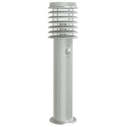 vidaXL Outdoor Floor Lamp Standing Lamp Floor Light Black Stainless Steel - silver, 1 pcs/ with sensor