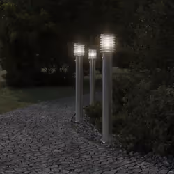vidaXL Outdoor Floor Lamps Pathway Lights Garden Light Lamp Stainless Steel - silver, 1 pcs/ with sensor