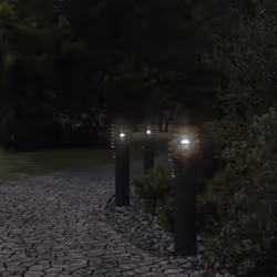 vidaXL Outdoor Floor Lamp Standing Lamp Floor Light Black Stainless Steel - black, 3 pcs/ with sensor