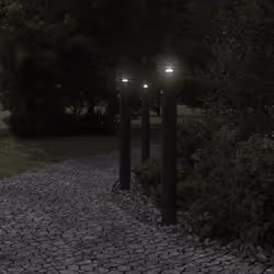 vidaXL Outdoor Floor Lamps Pathway Lights Garden Light Lamp Stainless Steel - black, 1 pcs/ with sensor