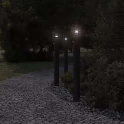 vidaXL Outdoor Floor Lamps Pathway Lights Garden Light Lamp Stainless Steel - black, 3 pcs/ with sensor