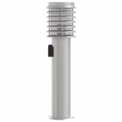 vidaXL Outdoor Floor Lamp Standing Lamp Floor Light Black Stainless Steel - silver, 3 pcs/ with outlet - Additional view 4