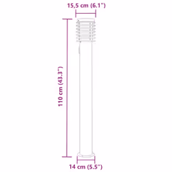 vidaXL Outdoor Floor Lamps Pathway Lights Garden Light Lamp Stainless Steel - silver, 1 pcs/ with outlet