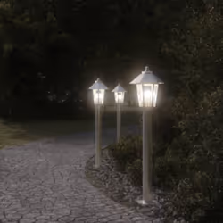 vidaXL Outdoor Floor Lamps Garden Light Pathway Standing Lamp Stainless Steel - silver, 80 cm/ 1 pcs