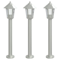 vidaXL Outdoor Floor Lamps Garden Light Pathway Standing Lamp Stainless Steel - silver, 80 cm/ 3 pcs