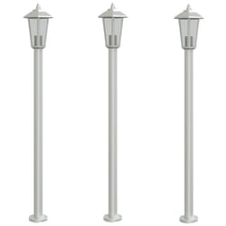 vidaXL Outdoor Floor Lamps Garden Light Pathway Standing Lamp Stainless Steel - silver, 120 cm/ 3 pcs