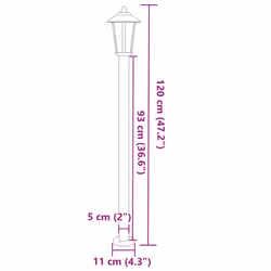 vidaXL Outdoor Floor Lamps Garden Light Pathway Standing Lamp Stainless Steel - silver, 120 cm/ 3 pcs - Additional view 6