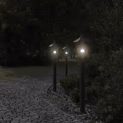 vidaXL Outdoor Floor Lamps Garden Light Pathway Standing Lamp Stainless Steel - black, 80 cm/ 1 pcs