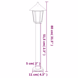vidaXL Outdoor Floor Lamps Garden Light Pathway Standing Lamp Stainless Steel - black, 80 cm/ 1 pcs