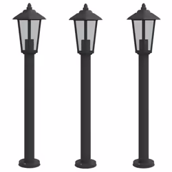 vidaXL Outdoor Floor Lamps Garden Light Pathway Standing Lamp Stainless Steel - black, 80 cm/ 3 pcs