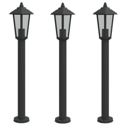 vidaXL Outdoor Floor Lamps Garden Light Pathway Standing Lamp Stainless Steel - black, 80 cm/ 3 pcs