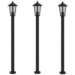 vidaXL Outdoor Floor Lamps Garden Light Pathway Standing Lamp Stainless Steel - black, 120 cm/ 3 pcs