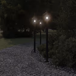 vidaXL Outdoor Floor Lamps Garden Light Pathway Standing Lamp Stainless Steel - black, 120 cm/ 3 pcs