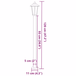 vidaXL Outdoor Floor Lamps Garden Light Pathway Standing Lamp Stainless Steel - black, 120 cm/ 3 pcs