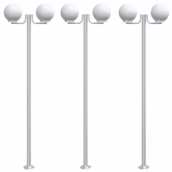 vidaXL Outdoor Floor Lamps Garden Standing Lamp 3pcs Silver Stainless Steel