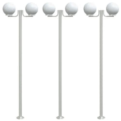vidaXL Outdoor Floor Lamps Garden Standing Lamp 3pcs Silver Stainless Steel