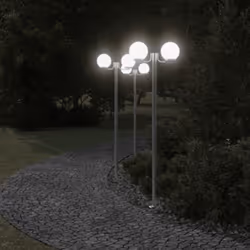 vidaXL Outdoor Floor Lamps Garden Standing Lamp 3pcs Silver Stainless Steel