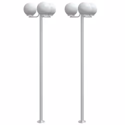 vidaXL Outdoor Floor Lamps Garden Standing Lamp 2 pcs Silver Stainless Steel