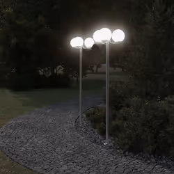 vidaXL Outdoor Floor Lamps Garden Standing Lamp 2 pcs Silver Stainless Steel