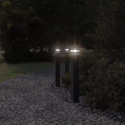 vidaXL Outdoor Floor Lamps with Sensors Pathway Standing Lamp Black Aluminium - basic, 80 cm/ 1 pcs - Additional view 2