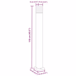 vidaXL Outdoor Floor Lamps with Sensors Pathway Standing Lamp Black Aluminium - basic, 110 cm/ 1 pcs - Additional view 3